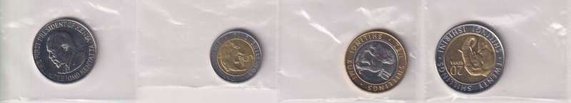 KENYA: Coins Set : 1, 5, 10, 20 SHILLINGS. 2018. All Mint with AFRICAN ANIMALS