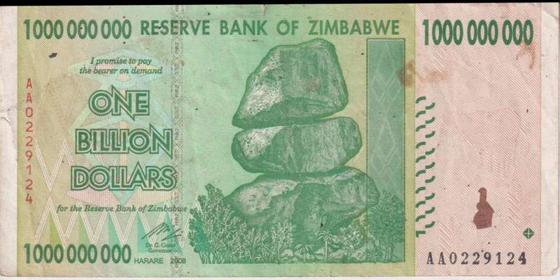 Zimbabwe 1 Billion Dollars 2008 P-83 F