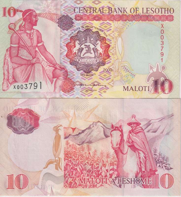LESOTHO 10 MALOTI P15 A 2000 Replacement note X UNC