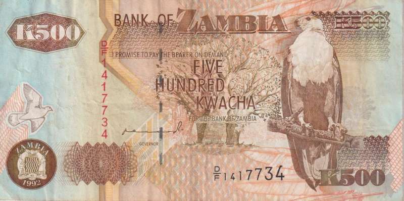 ZAMBIA 500 Kwacha 1992 P.39 VF