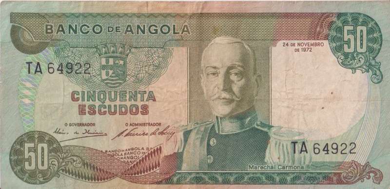 ANGOLA 50 ESCUDOS 1972 P100 VF