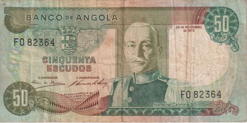 ANGOLA 50 ESCUDOS 1972 P100 VF