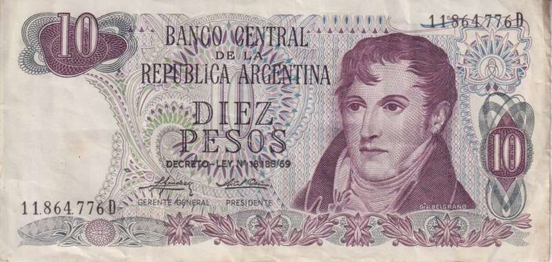 Argentina 10 Pesos, ND(1973-76), P-295 VF