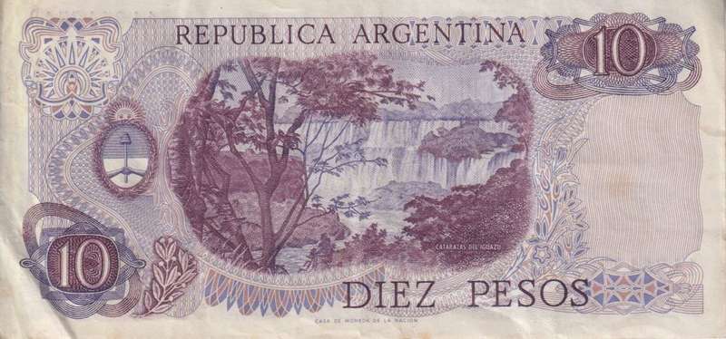 Argentina 10 Pesos, ND(1973-76), P-295 VF