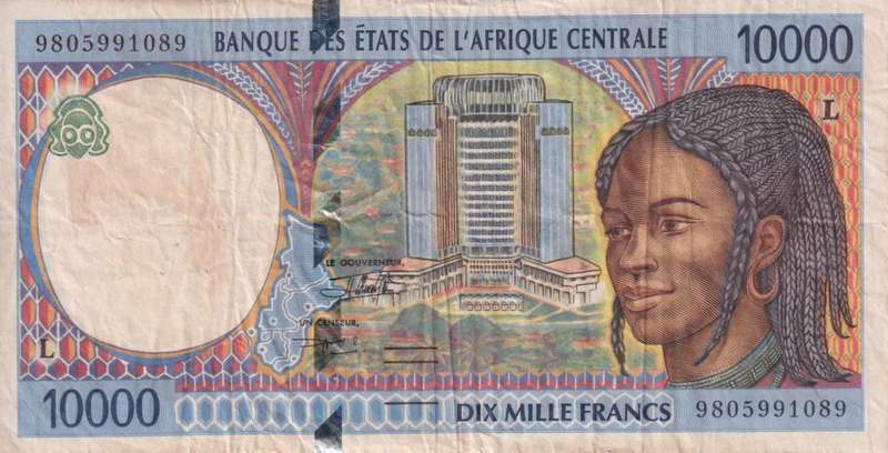 Central African Republic, GABON, 10,000 Francs, 2000 P405LF VF