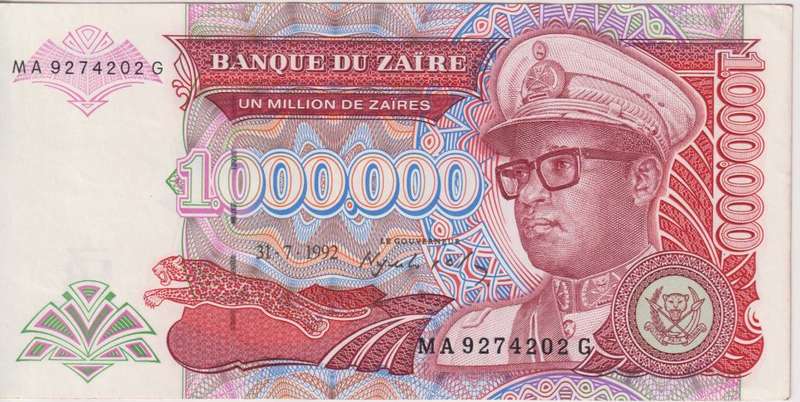 Zaire 1000000 Zaires 1992  P. 44  AU-UNC
