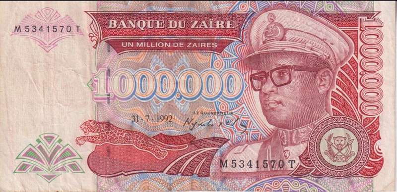 Zaire 1000000 Zaires 1992  P. 44  VF