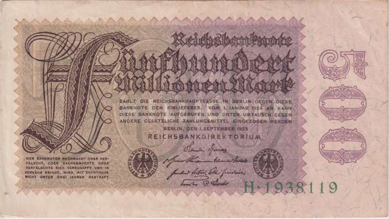 Germany 500 Mark 1923, P110 XF