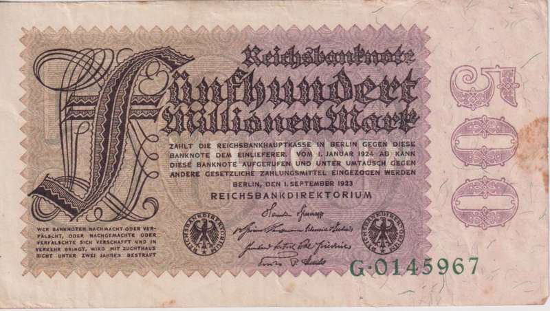 Germany 500 Mark 1923, P110 VF