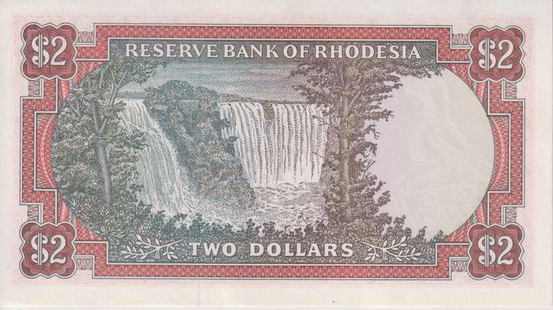 RHODESIA 2 DOLLARS 1979 ZIMBABWE BIRD WATERMARK P35d UNC