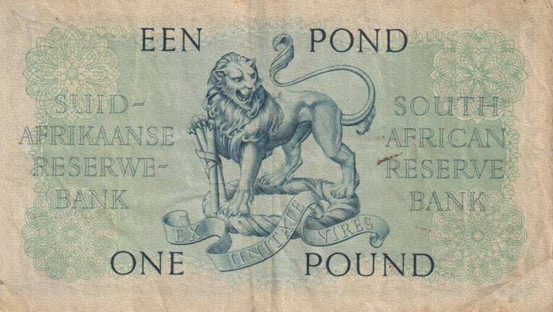 UNION OF SOUTH AFRICA - 1 POUND M.H. de Kock B/198 1955 #137 VF