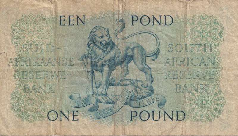 UNION OF SOUTH AFRICA - 1 POND M.H. de Kock B/302 1957 #139 F