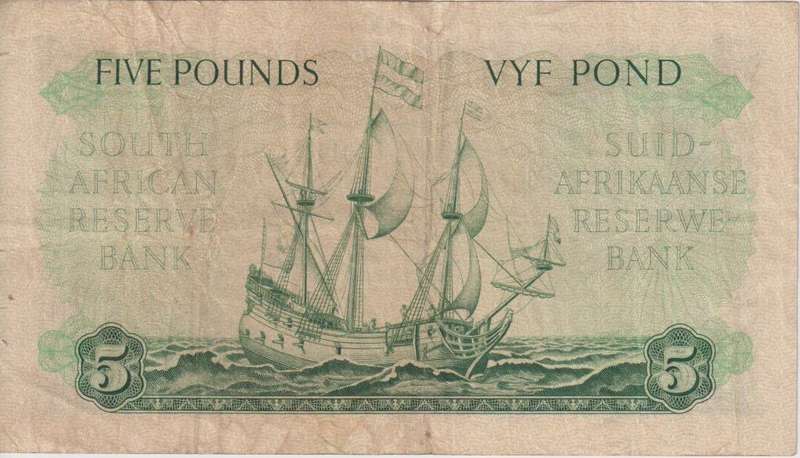 UNION OF SOUTH AFRICA - 5 POND M.H. de Kock C/49 29/05/1956 #189 F