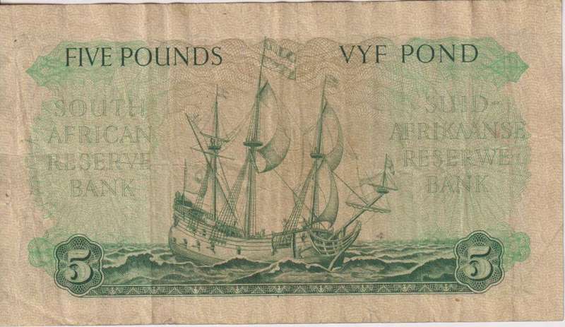 UNION OF SOUTH AFRICA - 5 POND M.H. de Kock C/52 5/11/1958 #198 F