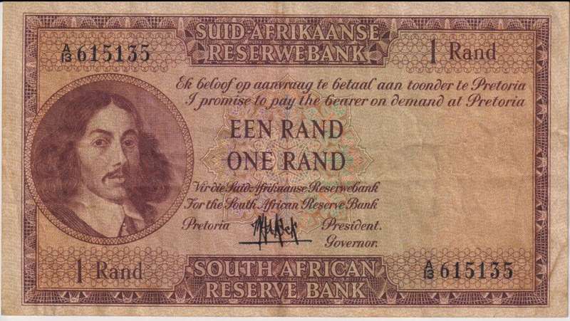 REPUBLIC OF SOUTH AFRICA - 1 RAND M.H. de Kock A/13 1961 A/E 306 VF