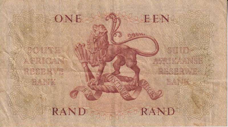 REPUBLIC OF SOUTH AFRICA - 1 RAND M.H. de Kock A/13 1961 A/E 306 VF