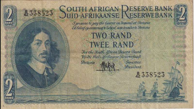 REPUBLIC OF SOUTH AFRICA - 2 RAND M.H. de Kock B/42 1961  #E/A 366 VF