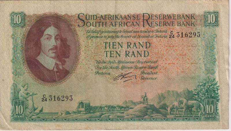 REPUBLIC OF SOUTH AFRICA - 10 RAND G.Rissik C/24  1962  A/E 498 VF
