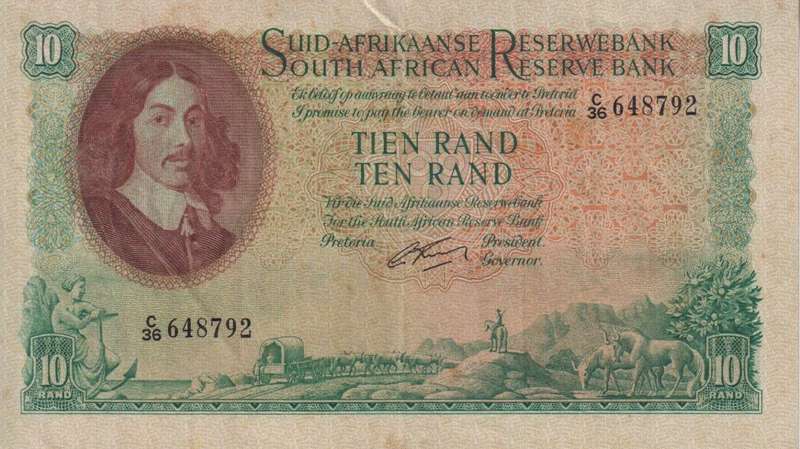 REPUBLIC OF SOUTH AFRICA - 10 RAND G.Rissik C/36  1962 A/E 498 VF+