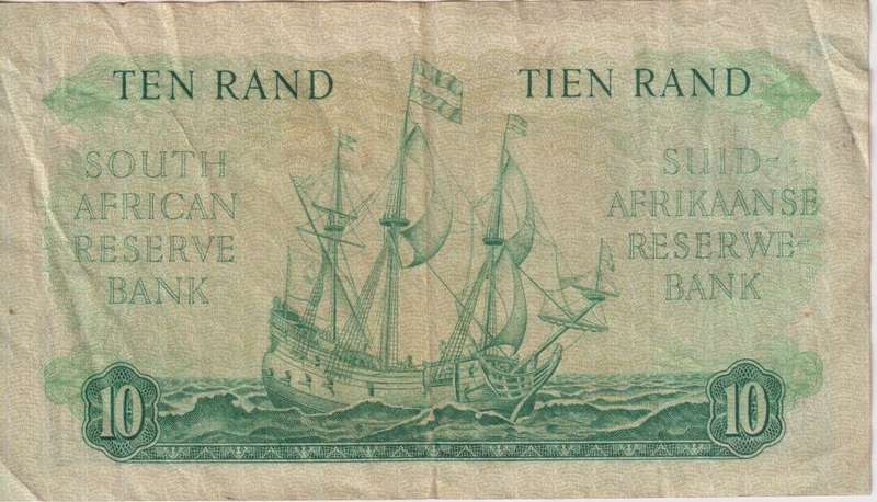 REPUBLIC OF SOUTH AFRICA - 10 RAND G.Rissik C/37  1962 E/A 499 VF