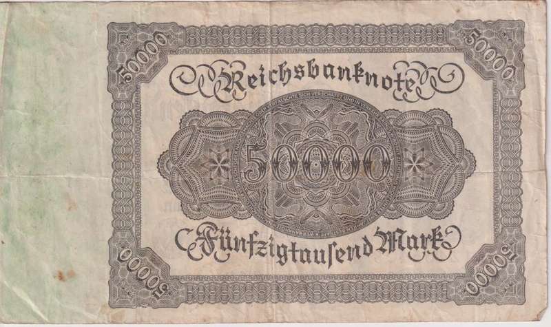 GERMANY 50,000 MARK REICHSBANKNOTE 1922 P80 VF (USED)