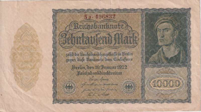 Germany, 10000 Mark, Reichbanknote 1922, P-72 VF (USED)
