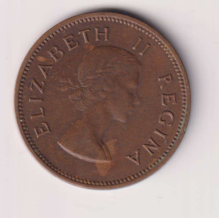 UNION OF SOUTH AFRICA - ½ Penny - QUEEN ELIZABETH II 1958  Bronze