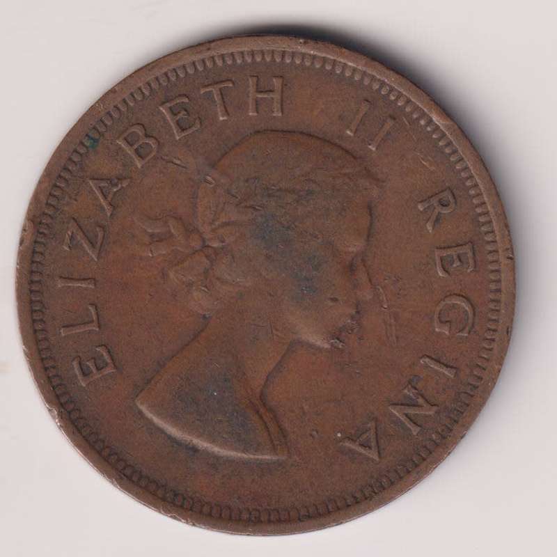 UNION OF SOUTH AFRICA - One Penny - Queen Elizabeth II 1953  Bronze