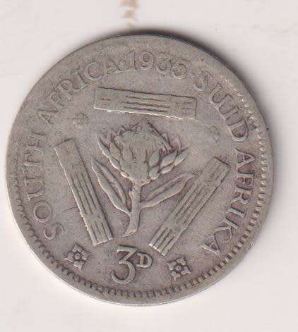 UNION OF SOUTH AFRICA - 3d - TICKEY - King George V - 1935 - Silver