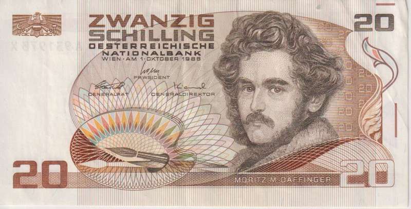 AUSTRIA 20 SCHILLINGS  1986 P148 VF (USED)