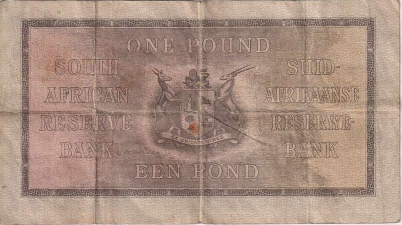 UNION OF SOUTH AFRICA - 1 POND M.H. de Kock A/170 1947 #107 VF