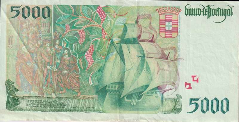PORTUGAL  5000 ESCUDOS 1995 P190 - VF