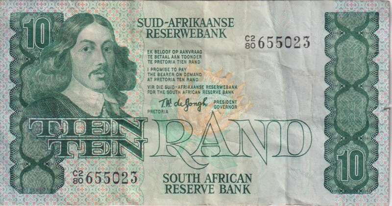 REPUBLIC OF SOUTH AFRICA - 10 RAND T.W.de Jongh C2/71  1978 #A/E 526 VF