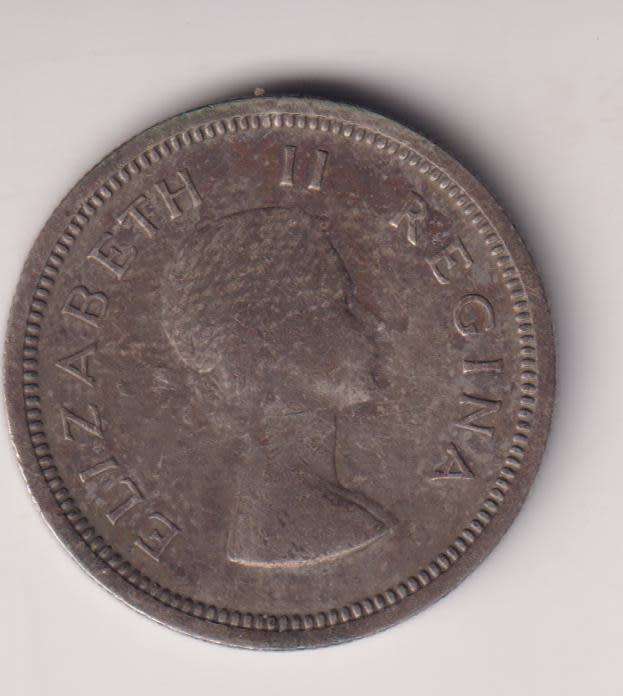 UNION OF SOUTH AFRICA - 1 Shilling 1960 SILVER ELIZABETH II - see scan