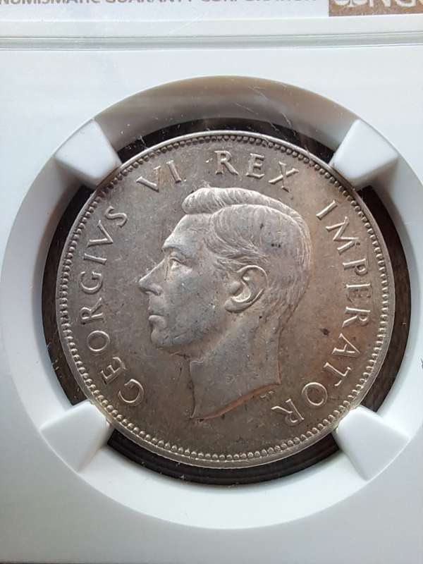 1942 SILVER 2.5 S GEORGE V1 NGC GRADED AU58