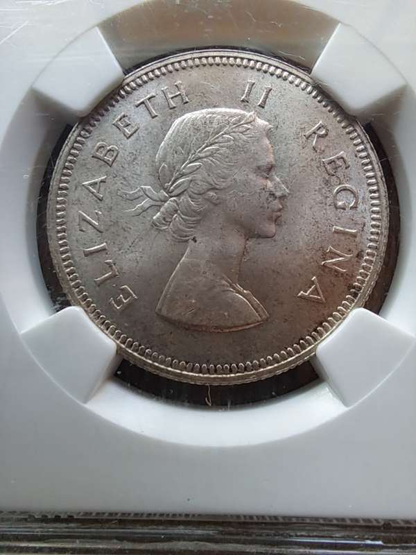 1953  SILVER 2 Shillings  ELIZABETH II  NGC GRADED MS62