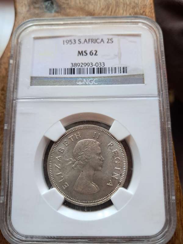 1953  SILVER 2 Shillings  ELIZABETH II  NGC GRADED MS62