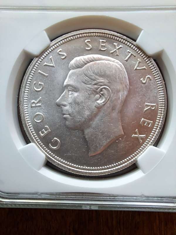 1948  SILVER 5 SHILLINGS CROWN GEORGE V1 NGC GRADED MS62
