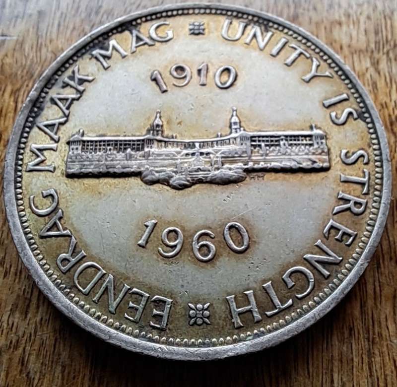 UNION OF SOUTH AFRICA - 1960 5 SHILLINGS - SILVER - UNION BUILDING - see scan