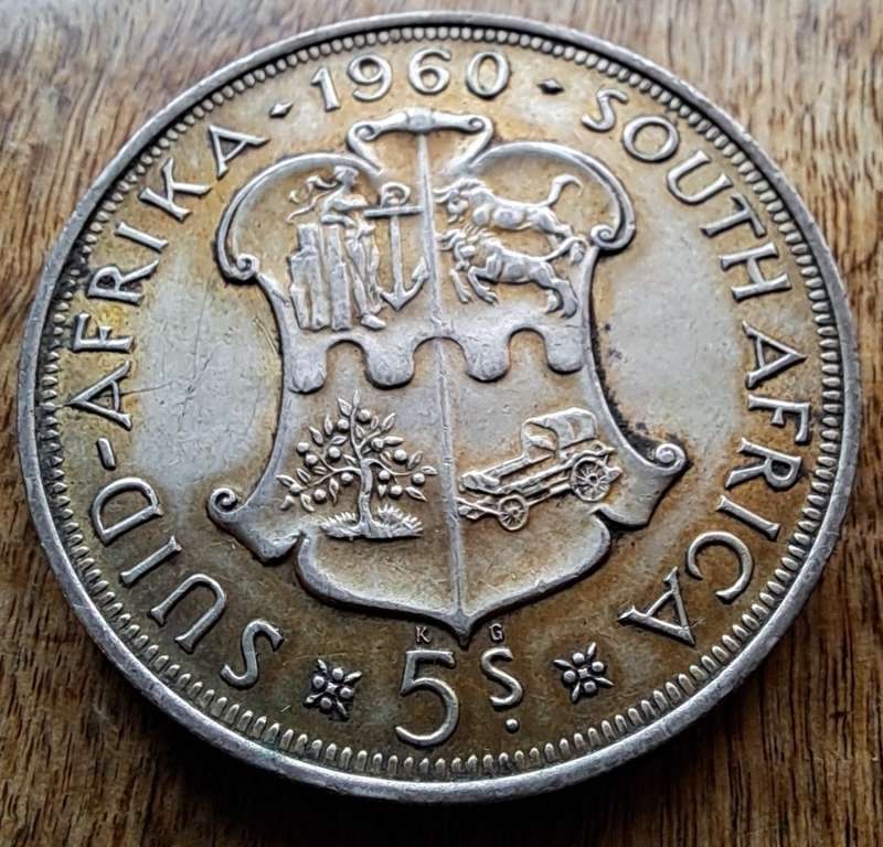 UNION OF SOUTH AFRICA - 1960 5 SHILLINGS - SILVER - UNION BUILDING - see scan