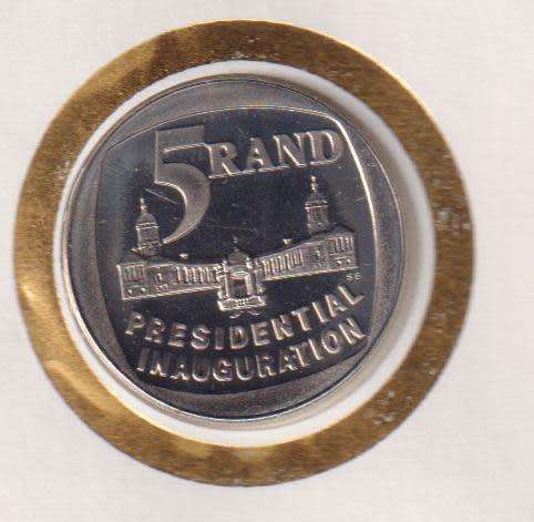 SOUTH AFRICA 1994 FDC#6.3c PRESIDENTIAL INAUGURATION WITH R5 COIN - NELSON MANDELA