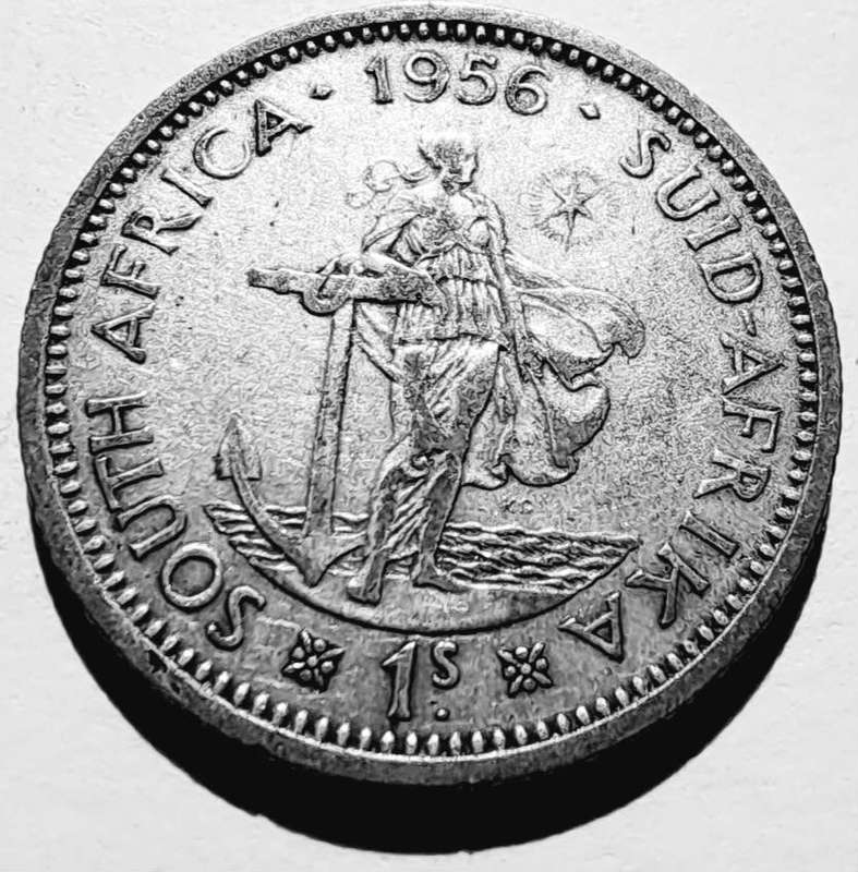 UNION OF SOUTH AFRICA - 1 SHILLING  1956 QUEEN ELIZABETH II - see scan