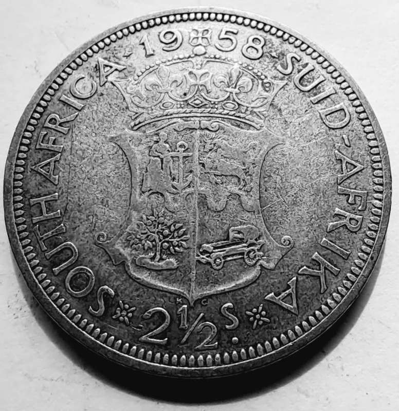 UNION OF SOUTH AFRICA - 2½ SHILLINGS  1958 ELIZABETH II - see scan