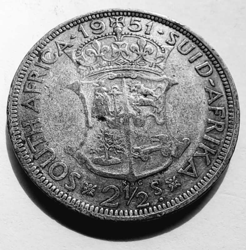 UNION OF SOUTH AFRICA - 2½ SHILLINGS  1951 GEORGE VI - see scan