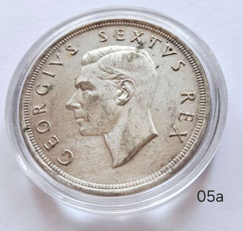 UNION OF SOUTH AFRICA - 1951 5 SHILLINGS - SILVER - GEORGE VI - EXCELLENT CONDITION - IN CAPSULE