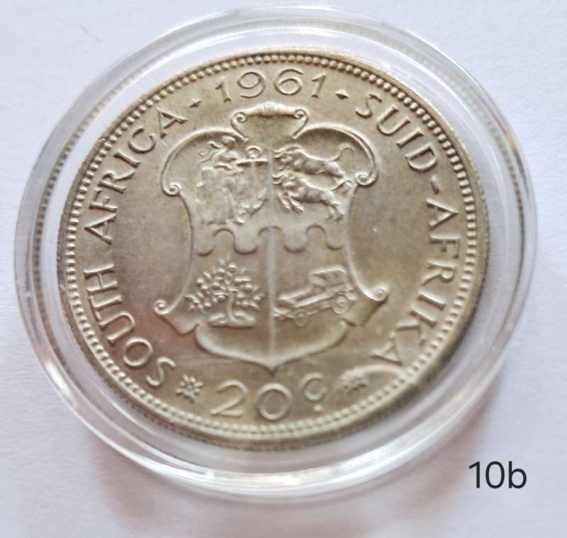 REPUBLIC OF SOUTH AFRICA -20 CENTS 1961 SILVER - EXCELLENT CONDITION - IN CAPSULE