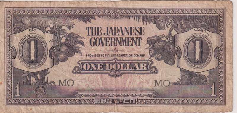 Malaya (Malaysia)  Japanese occupation (BANANA MONEY) 1 DOLLAR 1942-1945  P#M5  VF