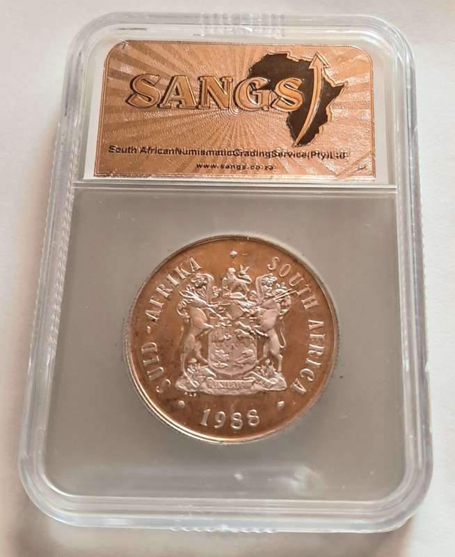 SOUTH AFRICA - SILVER PROOF ONE RAND GROOT TREK R1 SANGS GRADED PF66