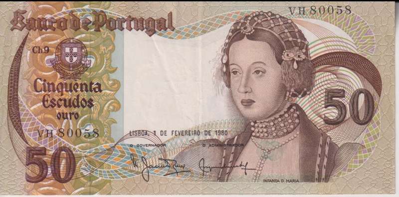 PORTUGAL 50 ESCUDOS 1980 P-174 XF