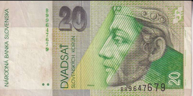 SLOVAKIA 20 KORUN 1993 P-20 VF